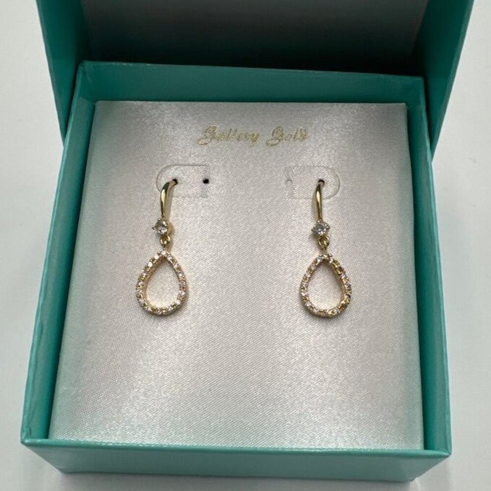 Swarovski Gold Teardrop Dangle Earrings Crystal Accent Gift Box